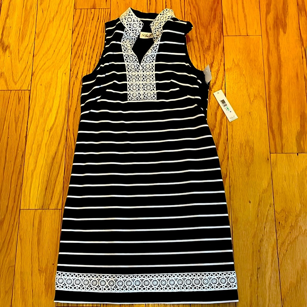 Formal collar sleeveless summer dress with emroidery details